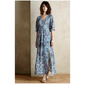 Anthropologie Maeve Tilework Silk Maxi Dress 4